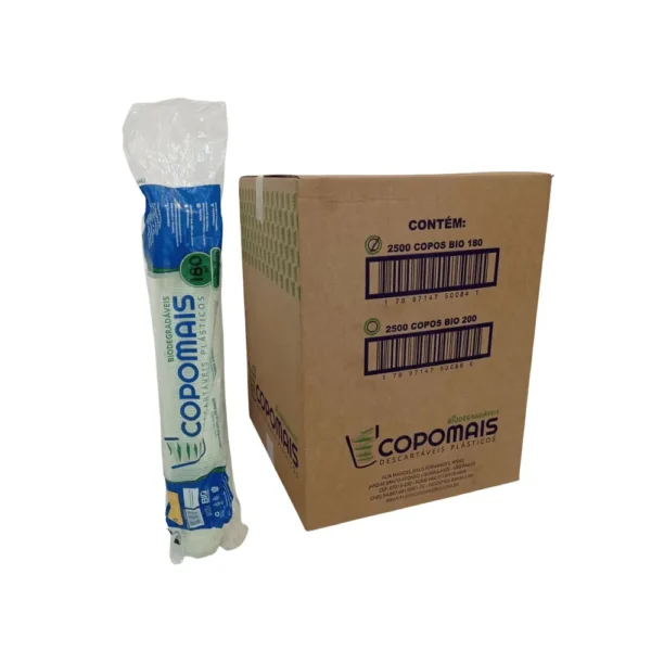 Copo 180Ml Translúcido Verde Biodegradável Copomais Com 2.500 Unidades