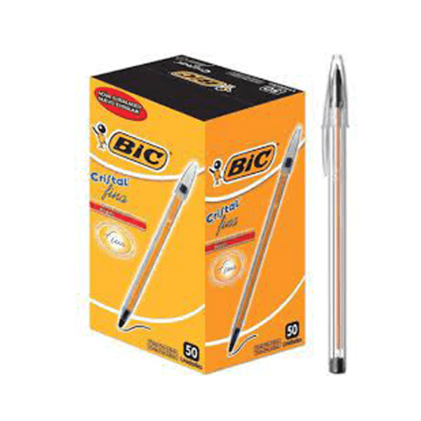 Esferográfica Bic Fina 0,8 Preta cx com 50 unidades